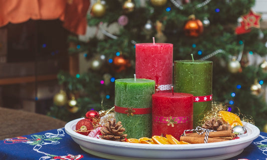red and green pillar candles
