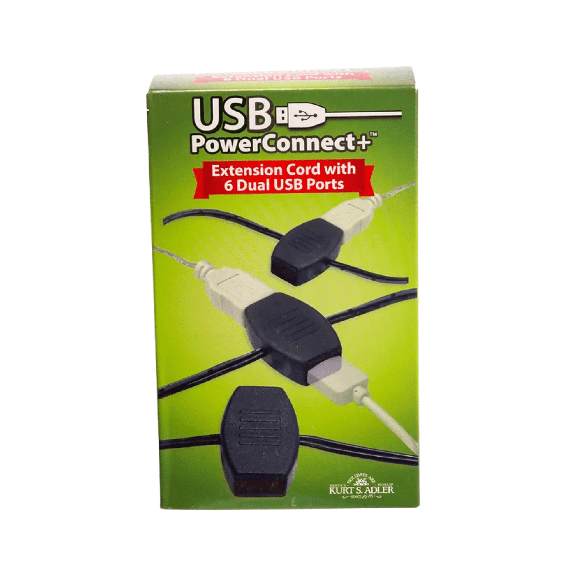 10' USB Power Extension Cord+™ with 12 Ports and Black Wire – Kurt Adler - Tree Treasures