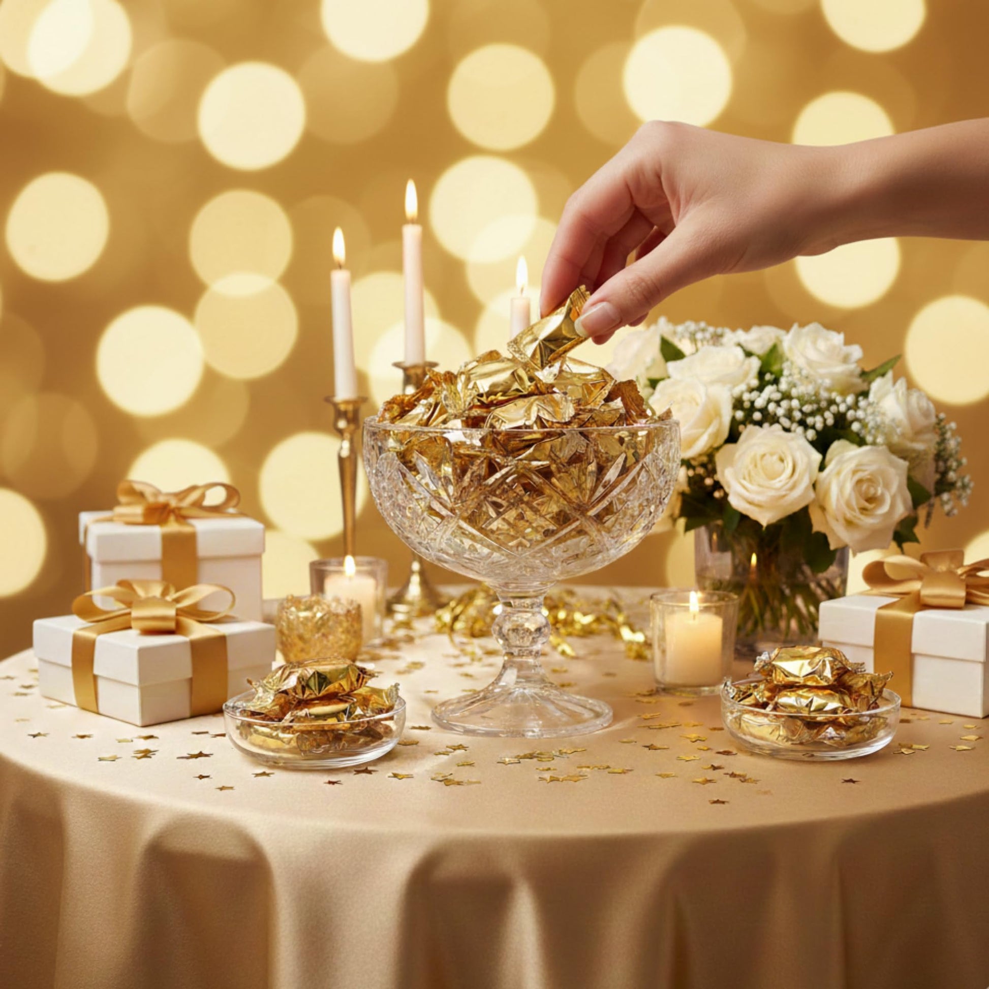 110ct Gold Wrapped Buttermints – Individually Wrapped Butter Mints Bulk for Weddings, Baby Showers, Retirement, Candy Buffets, and Thank You Gifts – Soft Buttermints