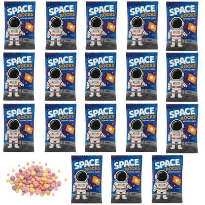 Space Rocks Popping Candy – Space Themed Crackling Candy for Kids, Party Favors & Science Treats (10, 18, 72 Pack)