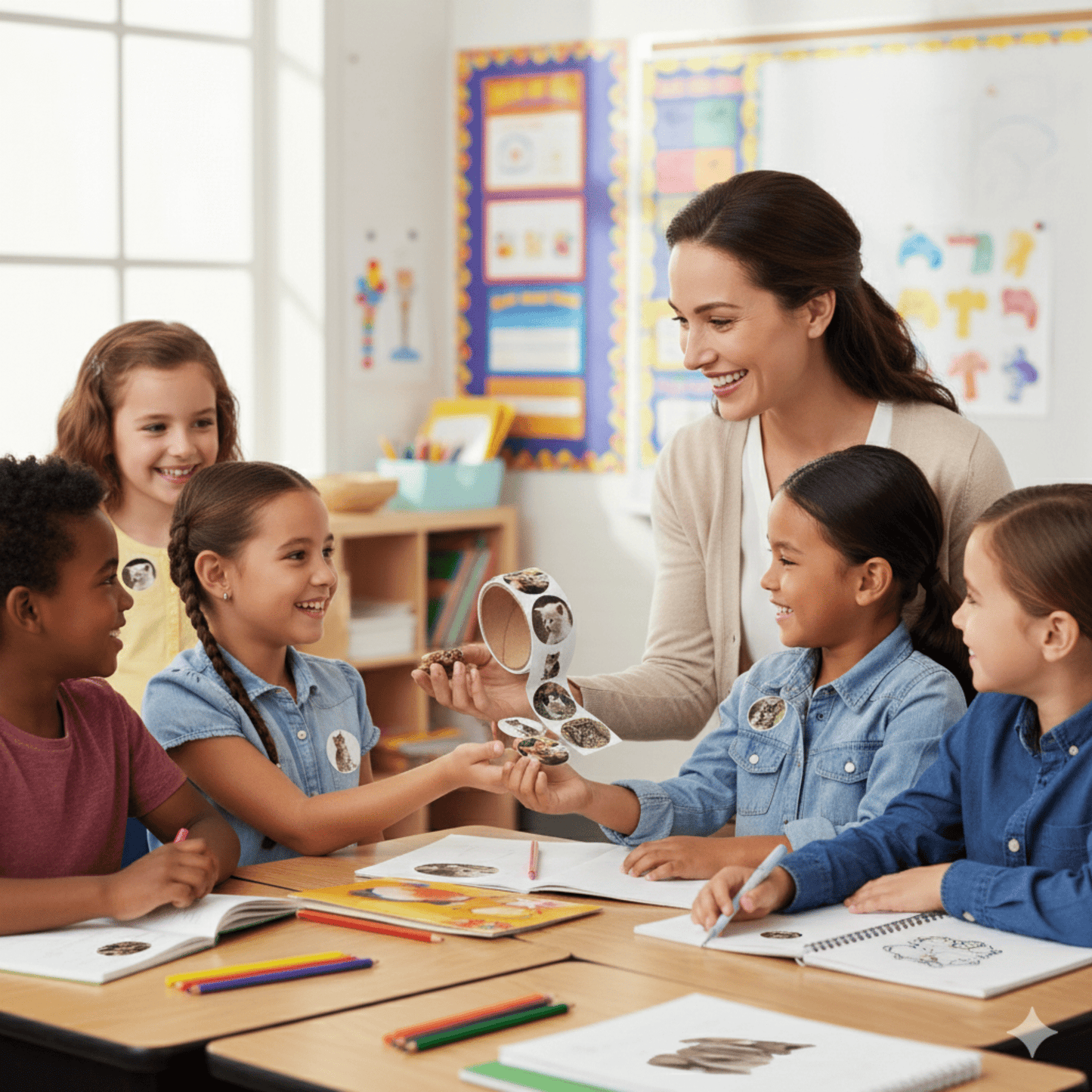 200 Realistic Cat Stickers – Bulk Round Kitty Stickers for Kids, Cat Birthday Party Supplies, Classroom Rewards, School Supplies, Scrapbooking & Crafts - Tree Treasures