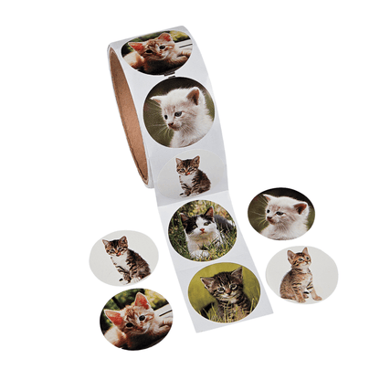 200 Realistic Cat Stickers – Bulk Round Kitty Stickers for Kids, Cat Birthday Party Supplies, Classroom Rewards, School Supplies, Scrapbooking & Crafts - Tree Treasures