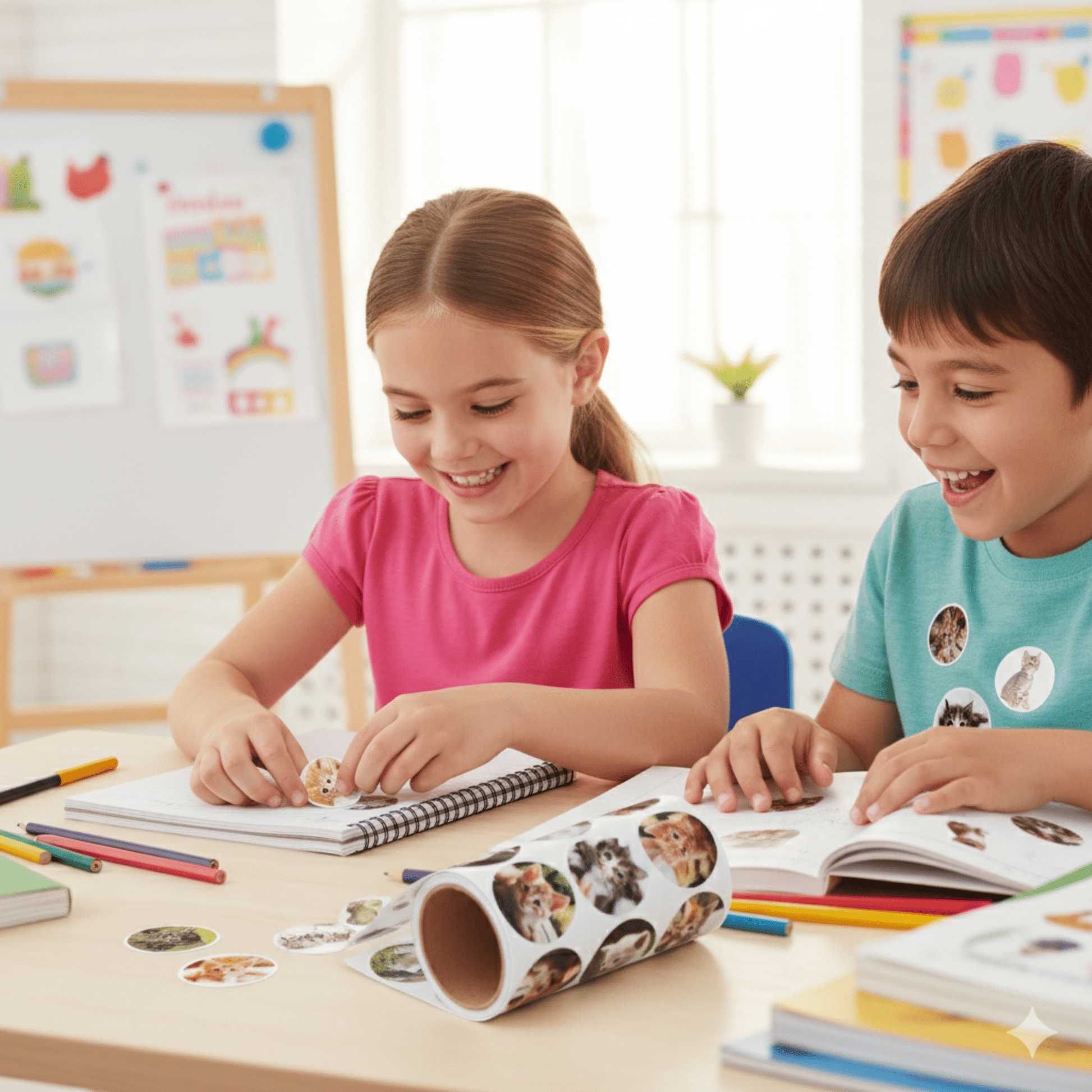 200 Realistic Cat Stickers – Bulk Round Kitty Stickers for Kids, Cat Birthday Party Supplies, Classroom Rewards, School Supplies, Scrapbooking & Crafts - Tree Treasures