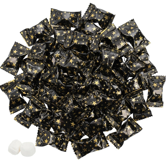 216 Count Black and Gold Buttermints Individually Wrapped Bulk – Wedding Mints, Thank You Candy, Party Favors, Graduation, Retirement, New Years, Candy Buffet, Prom and Anniversary - Tree Treasures