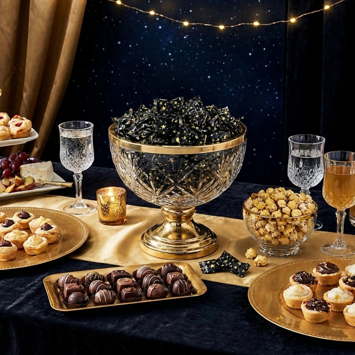 Elegant black and gold buttermints, individually wrapped with a smooth creamy flavor. Perfect for weddings, parties, candy buffets, and favors.