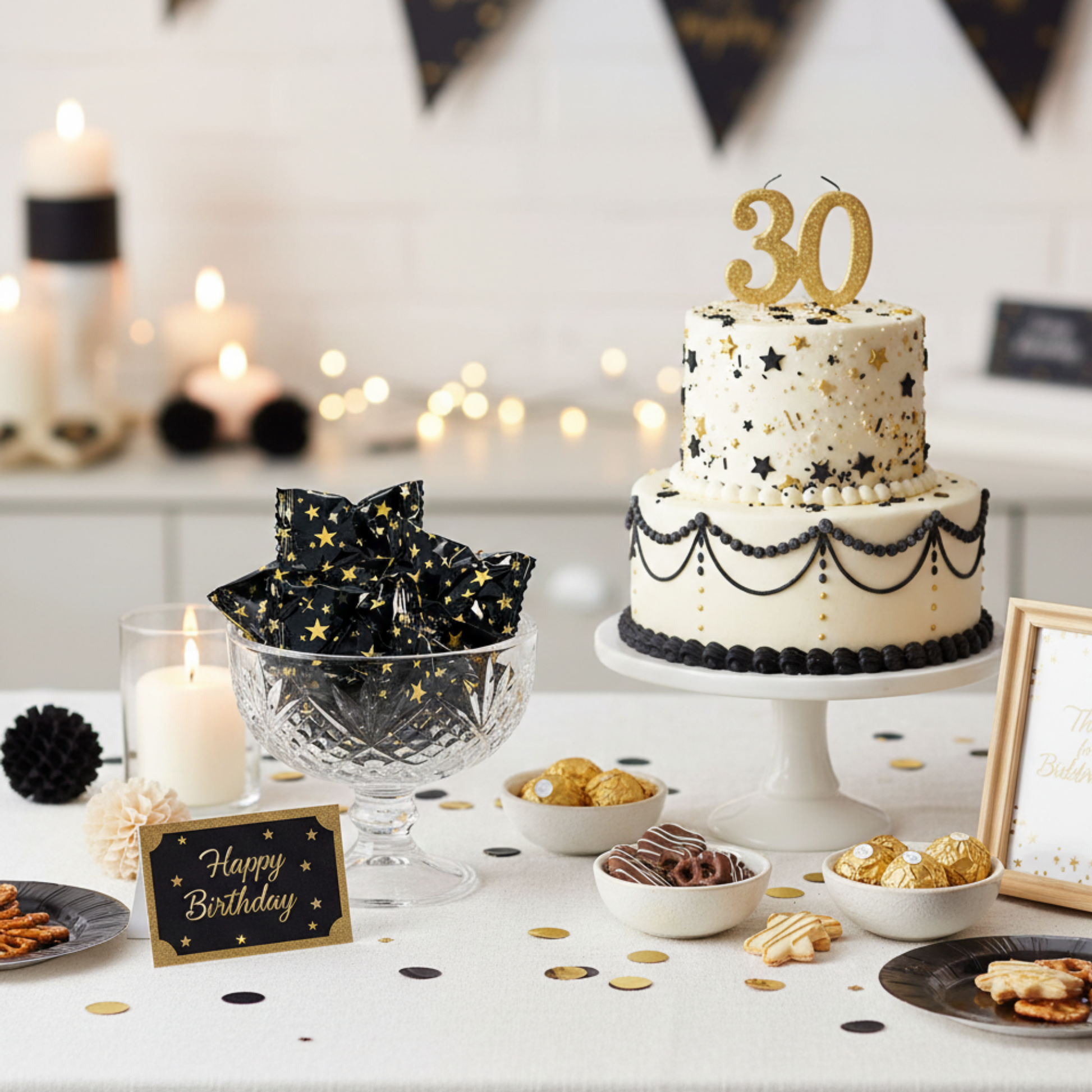 Elegant black and gold buttermints, individually wrapped with a smooth creamy flavor. Perfect for weddings, parties, candy buffets, and favors.
