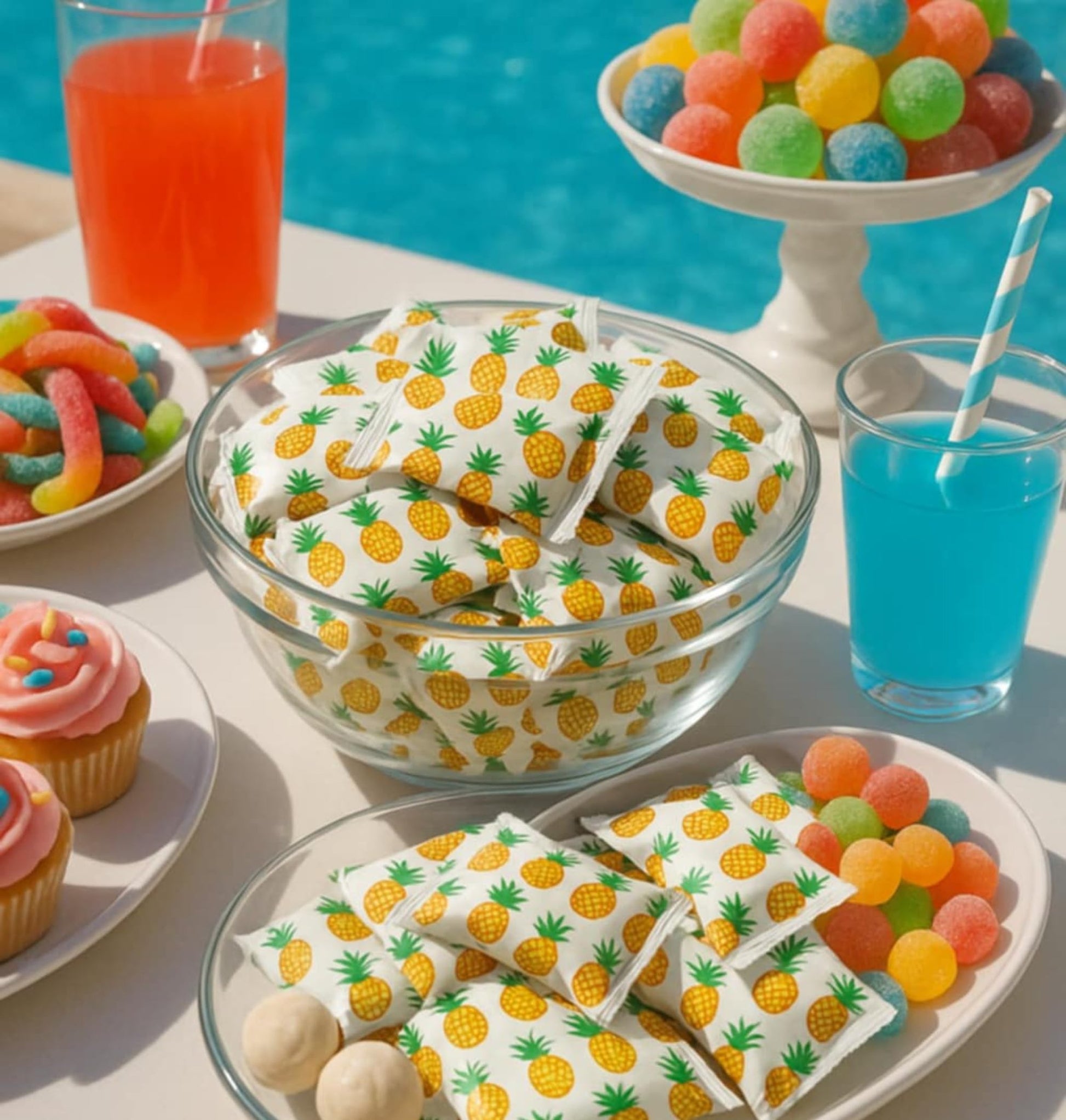 216ct Bulk Summer Butter mints – Individually Wrapped Butter Mints for Tropical Candy Buffets, Beach Parties, and Celebration Favors, Pineapple Wrapper Mint Flavor - Tree Treasures