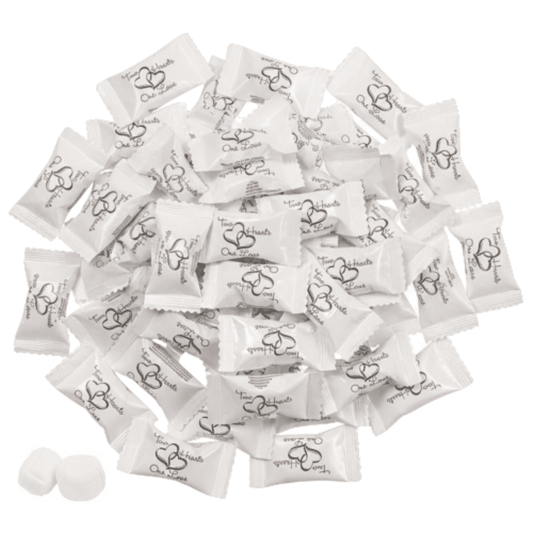 216ct Butter Mints Bulk Candy – "Two Hearts" Buttermints Individually Wrapped for Guests, Thank You Mints, and Wedding Welcome Bag Stuffers - Tree Treasures