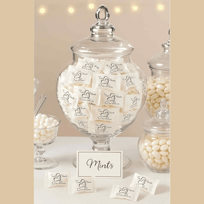 216ct Butter Mints Bulk Candy – "Two Hearts" Buttermints Individually Wrapped for Guests, Thank You Mints, and Wedding Welcome Bag Stuffers - Tree Treasures