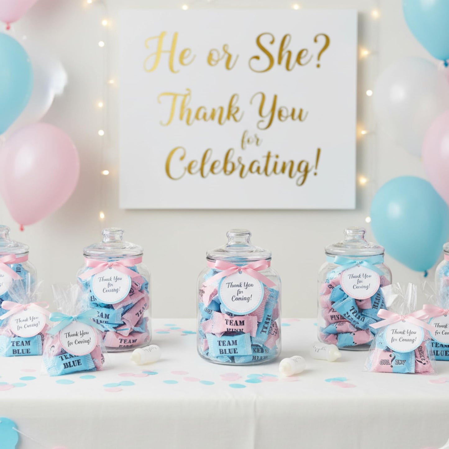 216ct Gender Reveal Buttermints – Individually Wrapped Pink and Blue Candy for Baby Shower Favors, Gender Reveal Snacks, Team Pink and Team Blue - Tree Treasures