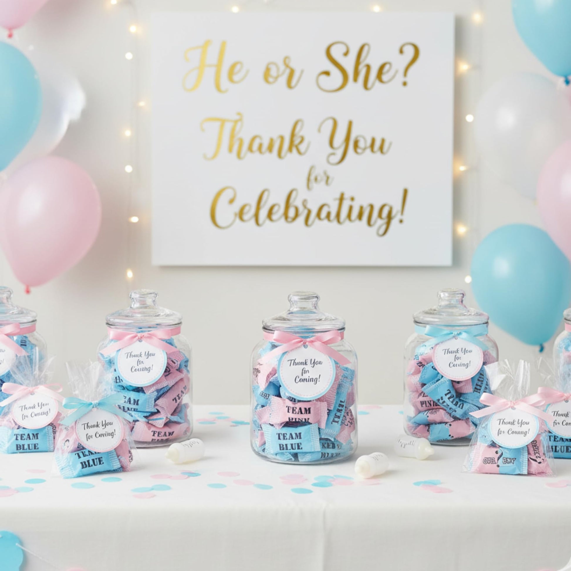 216ct Gender Reveal Buttermints – Individually Wrapped Pink and Blue Candy for Baby Shower Favors, Gender Reveal Snacks, Team Pink and Team Blue - Tree Treasures