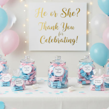 216ct Gender Reveal Buttermints – Individually Wrapped Pink and Blue Candy for Baby Shower Favors, Gender Reveal Snacks, Team Pink and Team Blue - Tree Treasures