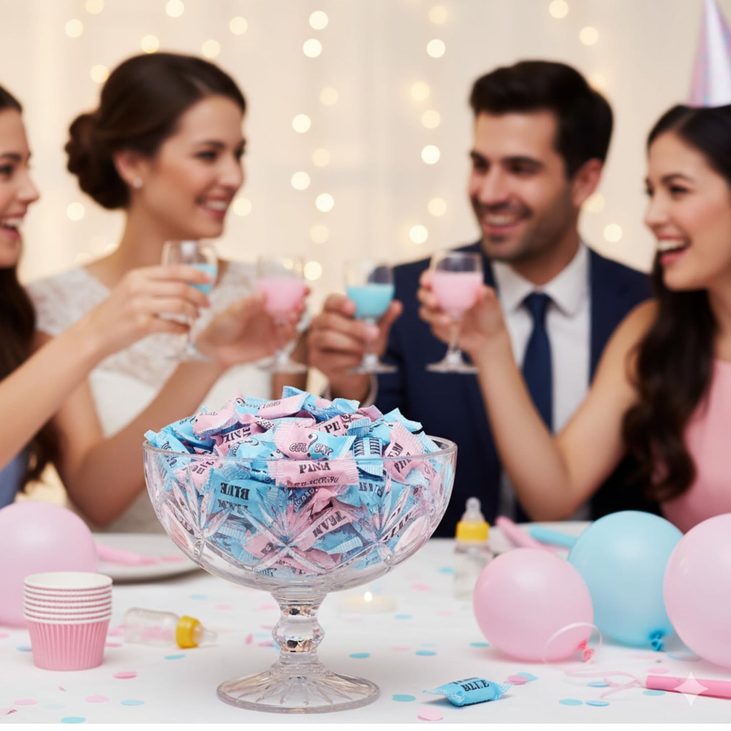 216ct Gender Reveal Buttermints – Individually Wrapped Pink and Blue Candy for Baby Shower Favors, Gender Reveal Snacks, Team Pink and Team Blue - Tree Treasures