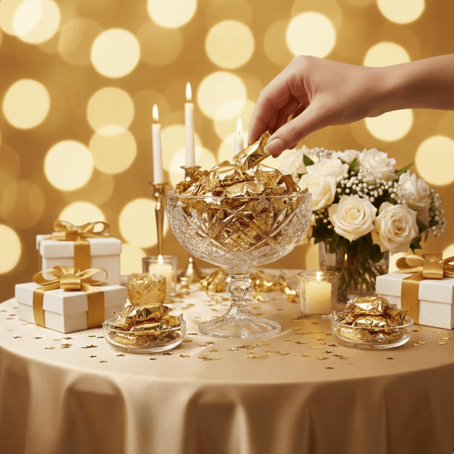 216ct Gold Wrapped Buttermints – Individually Wrapped Butter Mints Bulk for Weddings, Baby Showers, Retirement, Candy Buffets, and Thank You Gifts – Soft Buttermints - Tree Treasures