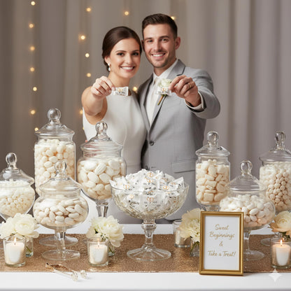 216ct Mr. and Mrs. Wedding Buttermints Individually Wrapped – White Butter Mints for Bridal Shower, Engagement Candy, and Reception – Bulk Wedding Candies - Tree Treasures