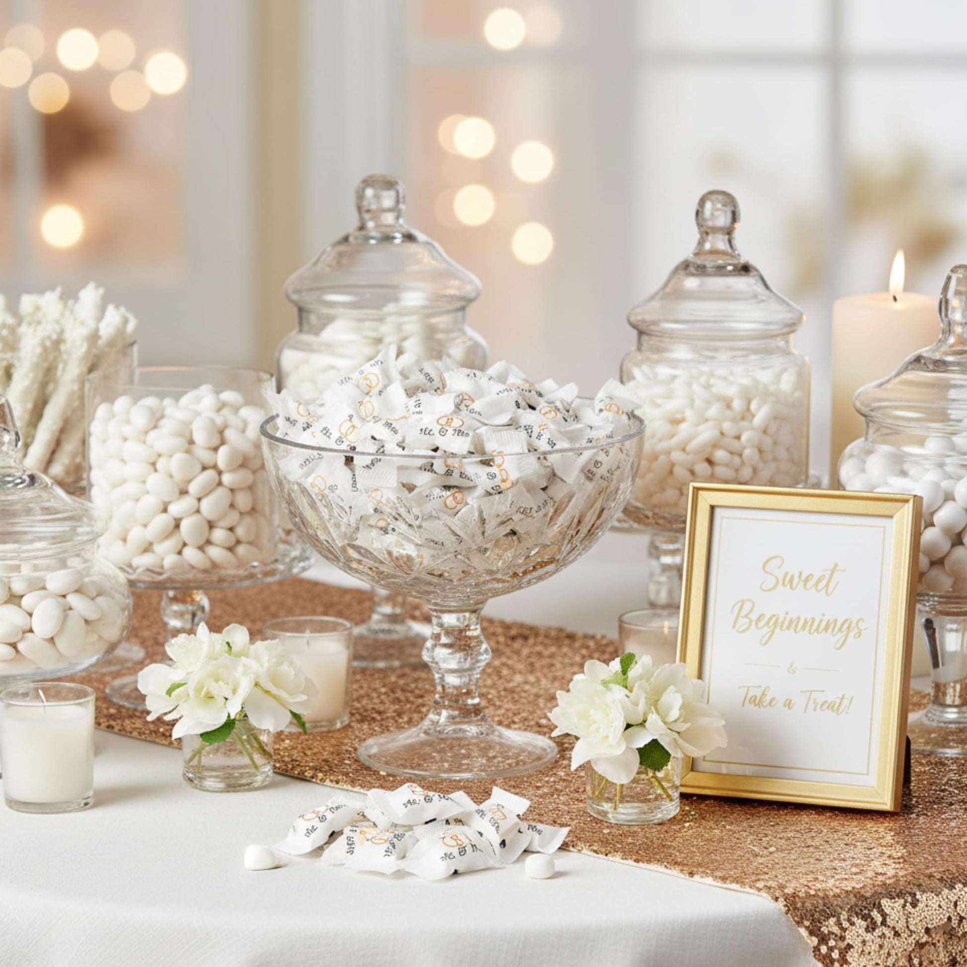 216ct Mr. and Mrs. Wedding Buttermints Individually Wrapped – White Butter Mints for Bridal Shower, Engagement Candy, and Reception – Bulk Wedding Candies - Tree Treasures