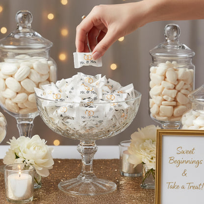 216ct Mr. and Mrs. Wedding Buttermints Individually Wrapped – White Butter Mints for Bridal Shower, Engagement Candy, and Reception – Bulk Wedding Candies - Tree Treasures
