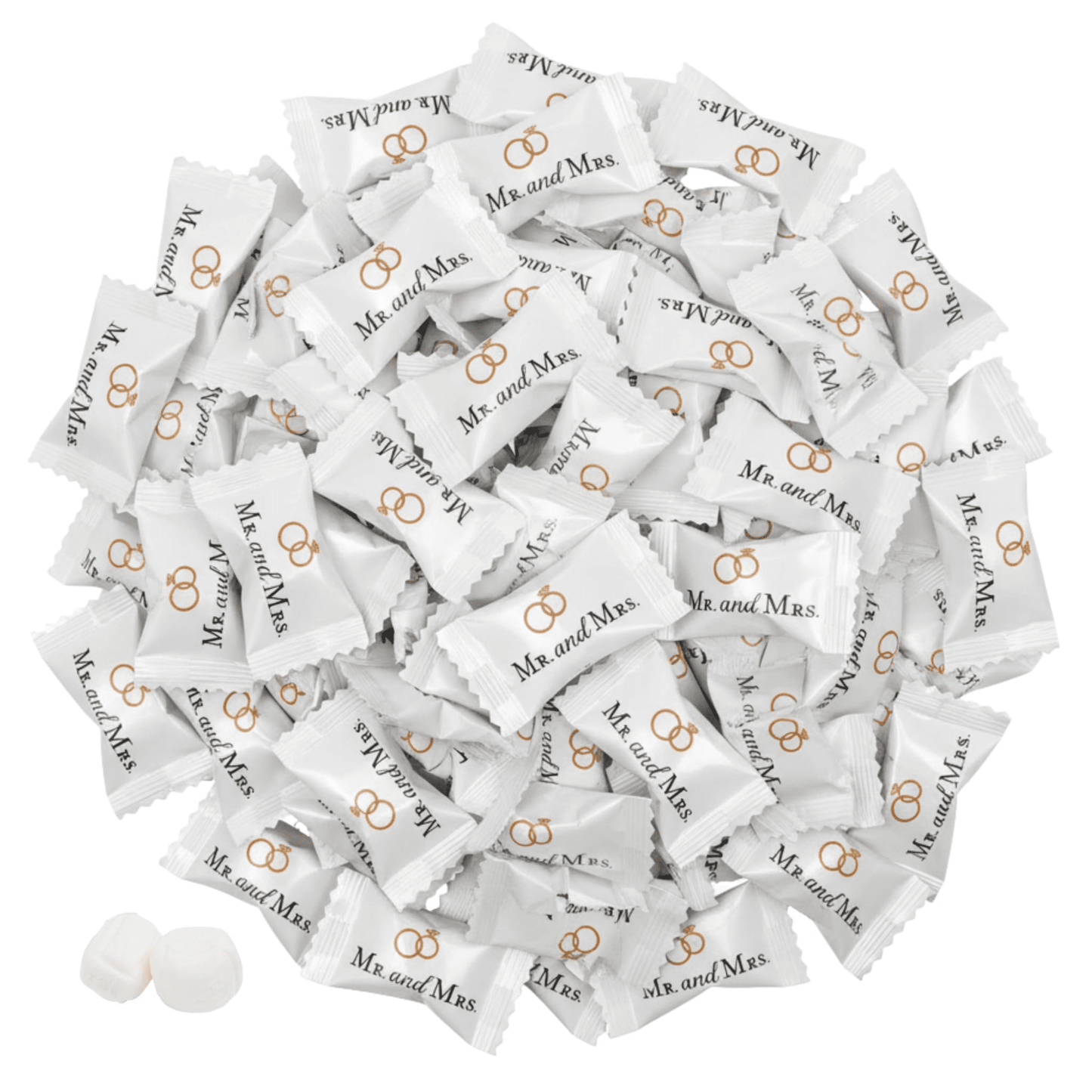 216ct Mr. and Mrs. Wedding Buttermints Individually Wrapped – White Butter Mints for Bridal Shower, Engagement Candy, and Reception – Bulk Wedding Candies - Tree Treasures