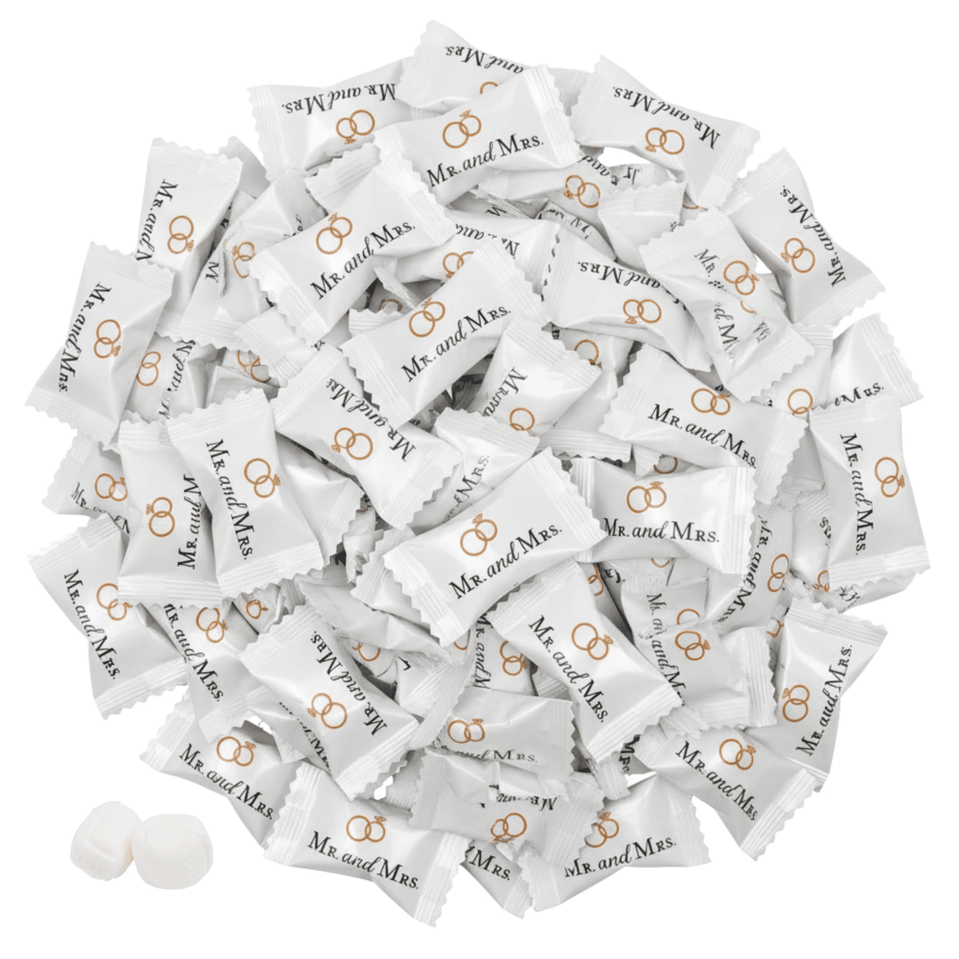 216ct Mr. and Mrs. Wedding Buttermints Individually Wrapped – White Butter Mints for Bridal Shower, Engagement Candy, and Reception – Bulk Wedding Candies - Tree Treasures