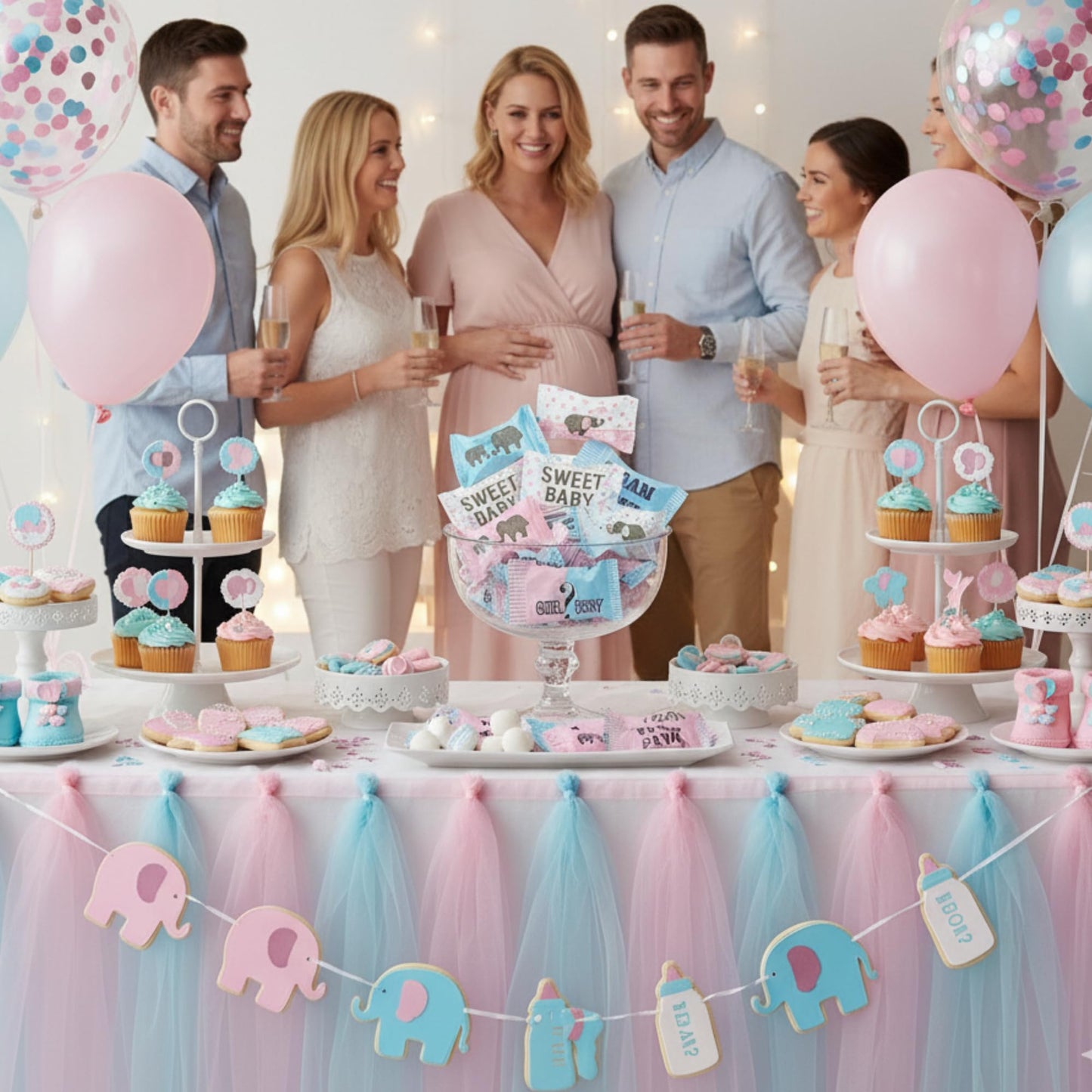 216ct Team Pink & Blue Baby Shower Buttermints - Tree Treasures