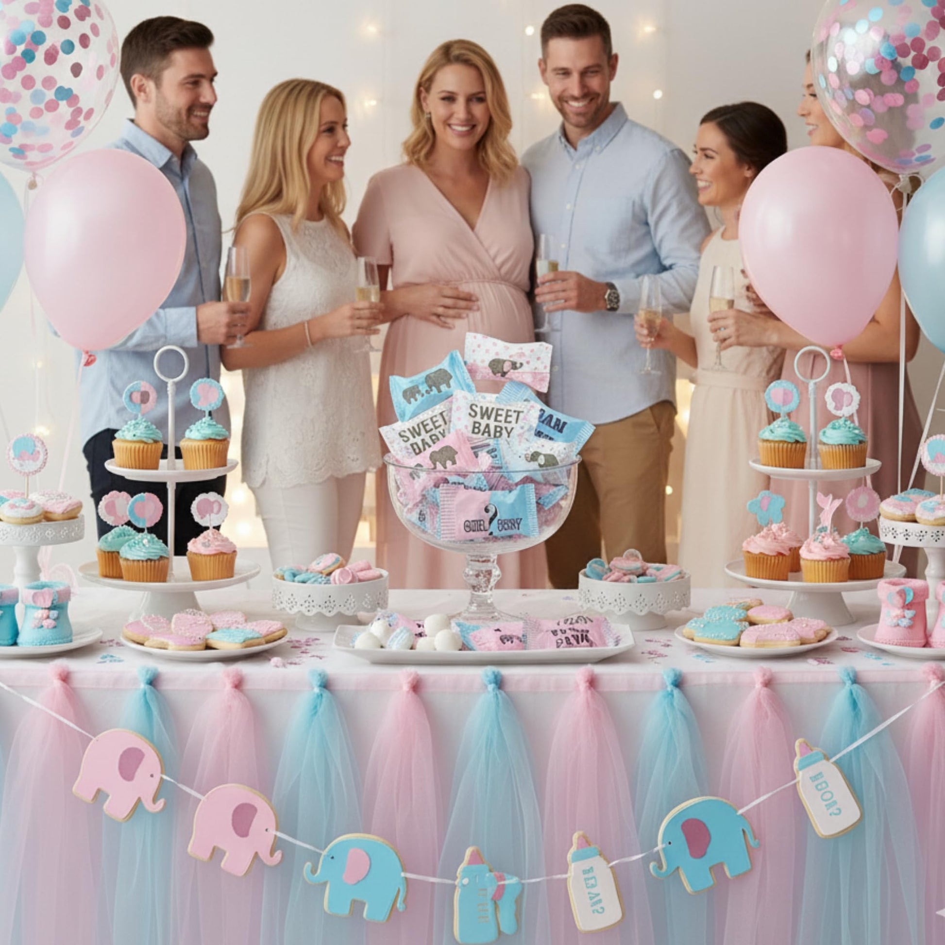 216ct Team Pink & Blue Baby Shower Buttermints - Tree Treasures
