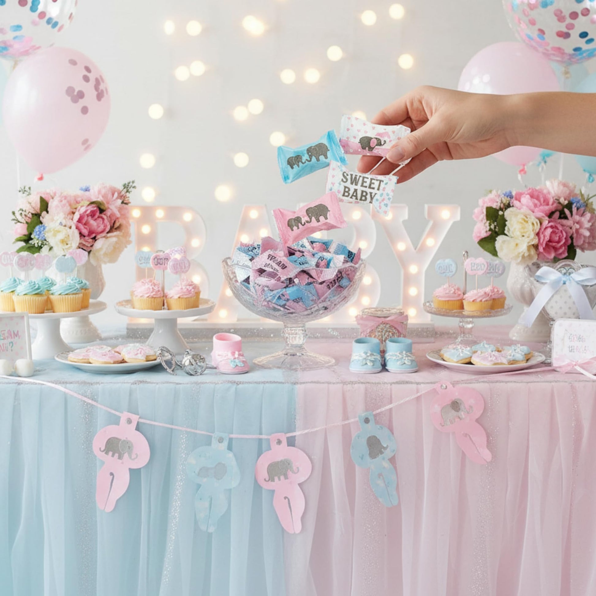 216ct Team Pink & Blue Baby Shower Buttermints - Tree Treasures