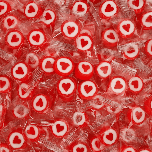 300pk Wedding Mints – 2 LB Pink Hard Candy Individually Wrapped with Heart, Individually Wrapped Candy Bulk – Sweet Buffet Favors for Baby Showers, Valentines, Weddings (Cherry) - Tree Treasures