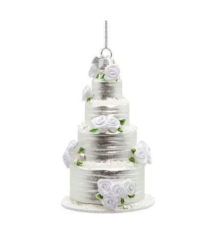 4.5 - Inch Four Tier Wedding Cake Glass Ornament – Noble Gems - Tree Treasures