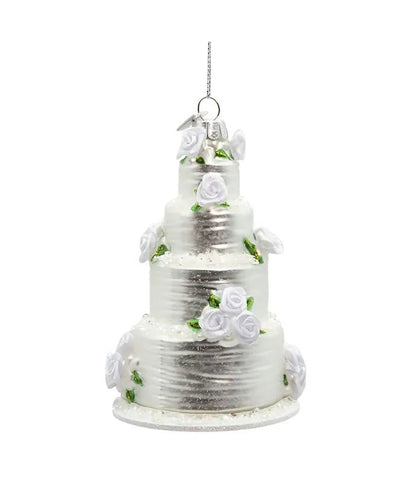 4.5 - Inch Four Tier Wedding Cake Glass Ornament – Noble Gems - Tree Treasures