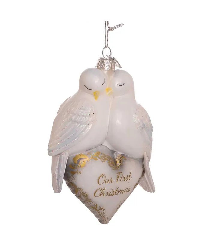 4.75 - Inch Doves First Christmas Heart Ornament – Noble Gems - Tree Treasures