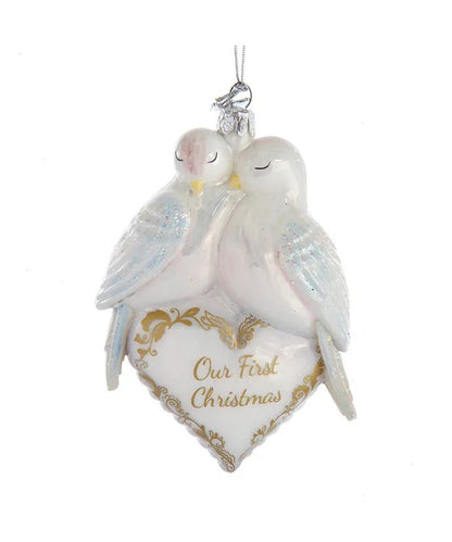 4.75 - Inch Doves First Christmas Heart Ornament – Noble Gems - Tree Treasures