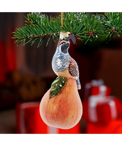 5 - Inch Partridge in a Pear Tree Glass Ornament – Noble Gems - Tree Treasures