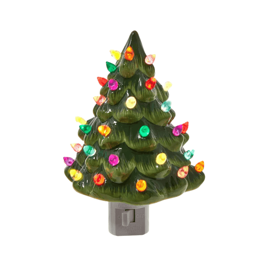 6" Ceramic Green Christmas Tree Night Light – Festive Holiday Home Décor - Tree Treasures