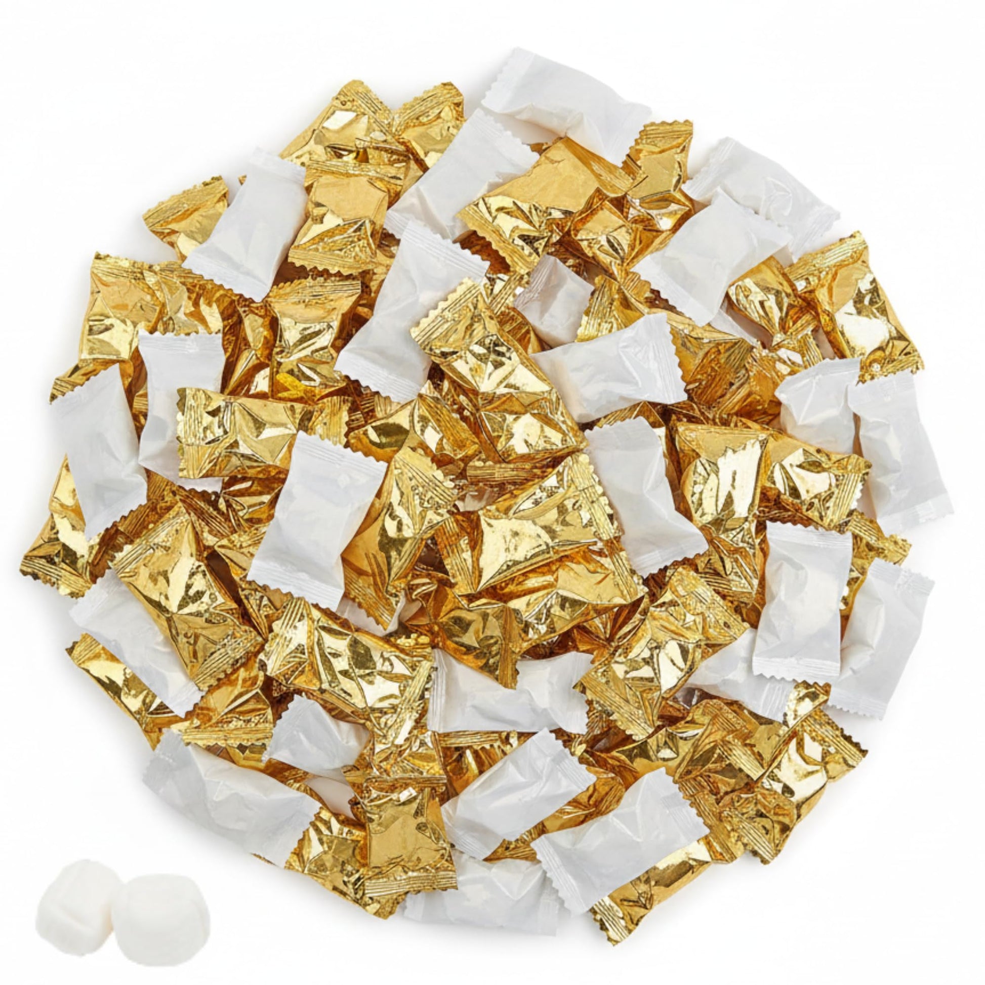 60ct White and Gold Buttermints Individually Wrapped Butter Mints Wedding Favors Baby Shower Party Candy Small Pack Thank You Gifts Elegant Formal Kosher