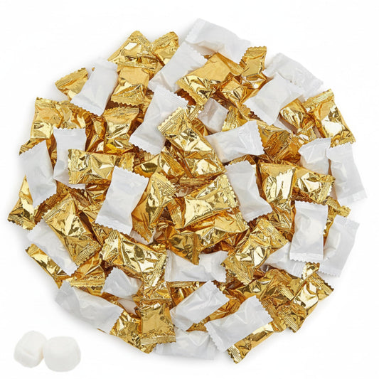60ct White and Gold Buttermints Individually Wrapped Butter Mints Wedding Favors Baby Shower Party Candy Small Pack Thank You Gifts Elegant Formal Kosher