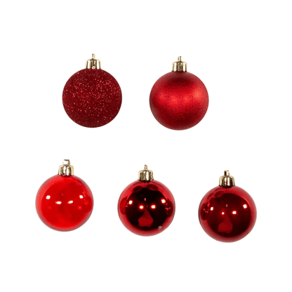 60MM Shatterproof Red Ball Ornaments, 30 - Piece Set - Tree Treasures