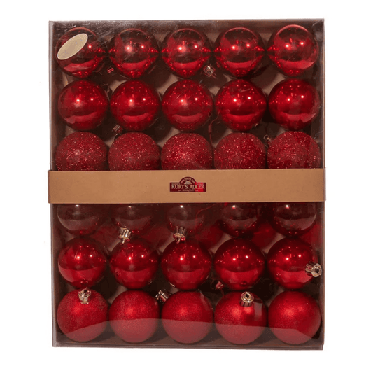 60MM Shatterproof Red Ball Ornaments, 30 - Piece Set - Tree Treasures
