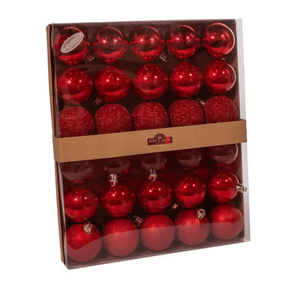 60MM Shatterproof Red Ball Ornaments, 30 - Piece Set - Tree Treasures