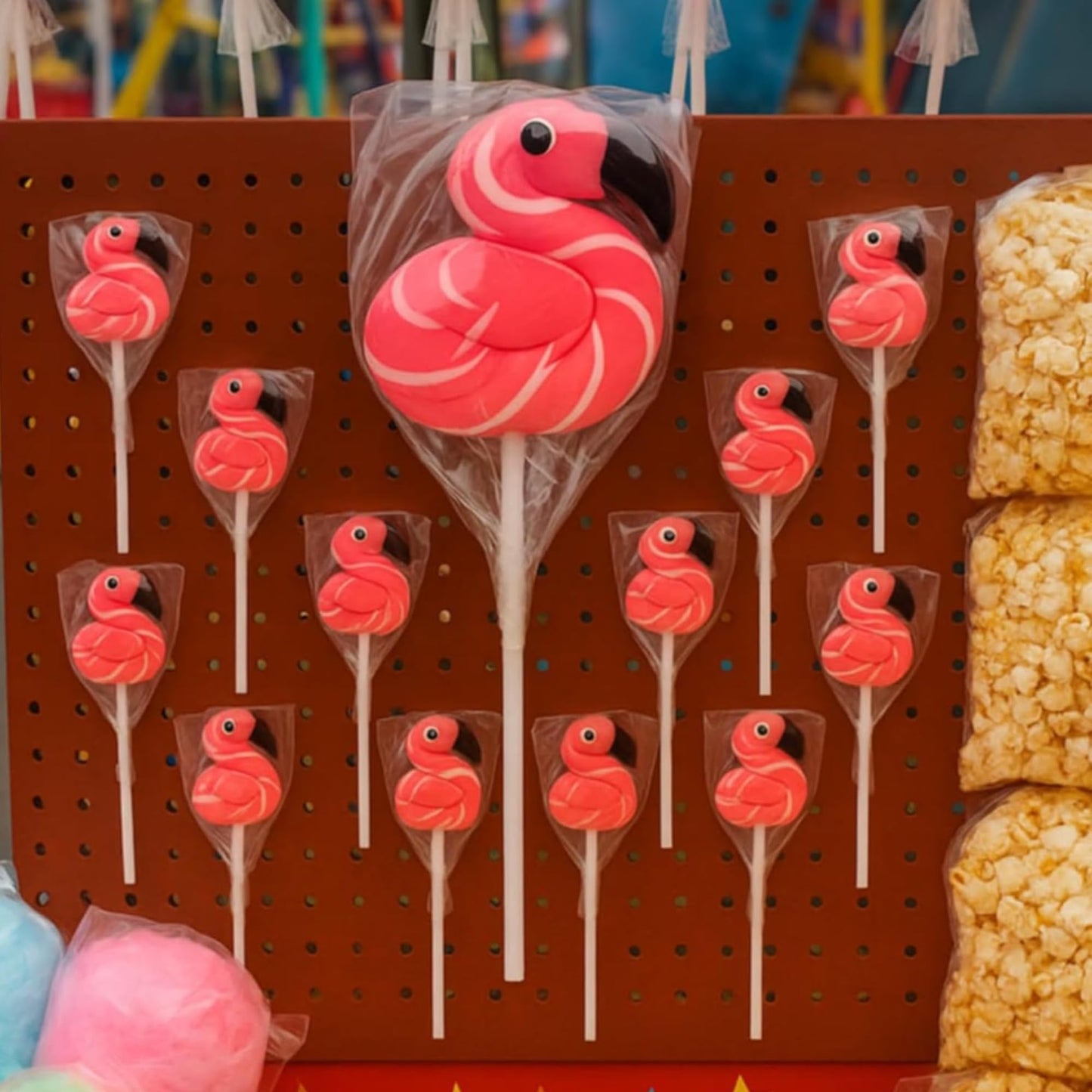 Flamingo Lollipops – Pink & White Swirl Strawberry Candy Party Favors for Luau, Beach & Birthday Themes (12ct, 24ct)