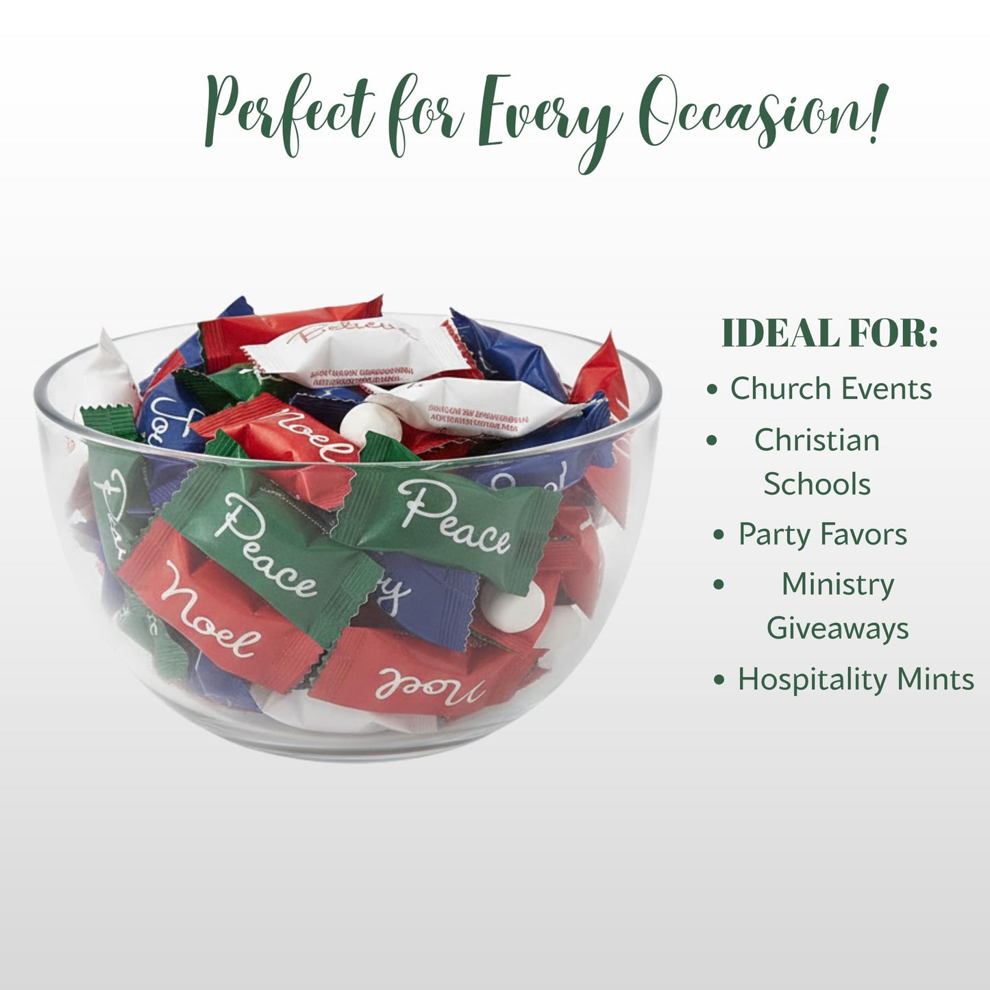 216ct Christmas Buttermints Individually Wrapped – Faith-Based Holiday Candy with “Joy, Peace, Noel, Believe” for Church Events, Gift Bags & Party Favors