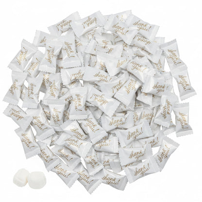 216ct Thank You Buttermints Individually Wrapped – White & Gold Wedding Mints Bulk for Candy Buffet, Party Favors, Bridal Shower & Reception Candy
