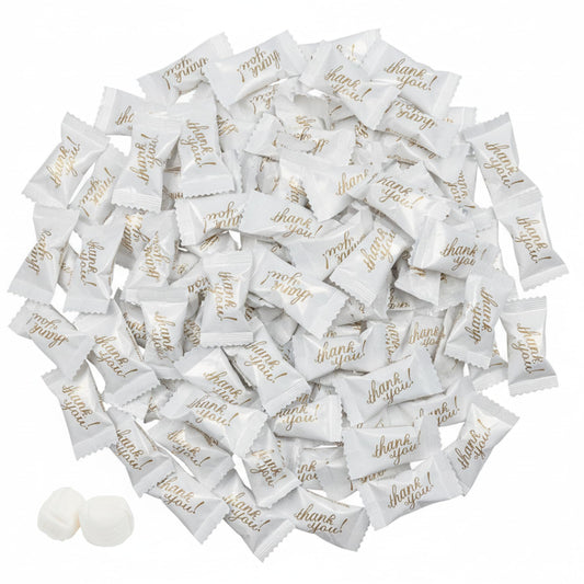 216ct Thank You Buttermints Individually Wrapped – White & Gold Wedding Mints Bulk for Candy Buffet, Party Favors, Bridal Shower & Reception Candy