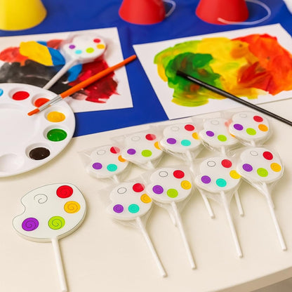 Little Artist Lollipops – Candy Paint Palette Party Favors, Individually Wrapped Raspberry Suckers for Art Birthday & Paint Parties (12ct, 24ct)