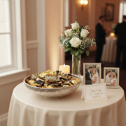 216ct Black & Gold Buttermints Individually Wrapped – Bulk Wedding Mints, Elegant Candy Buffet Favors for Parties, Corporate Events & New Year’s
