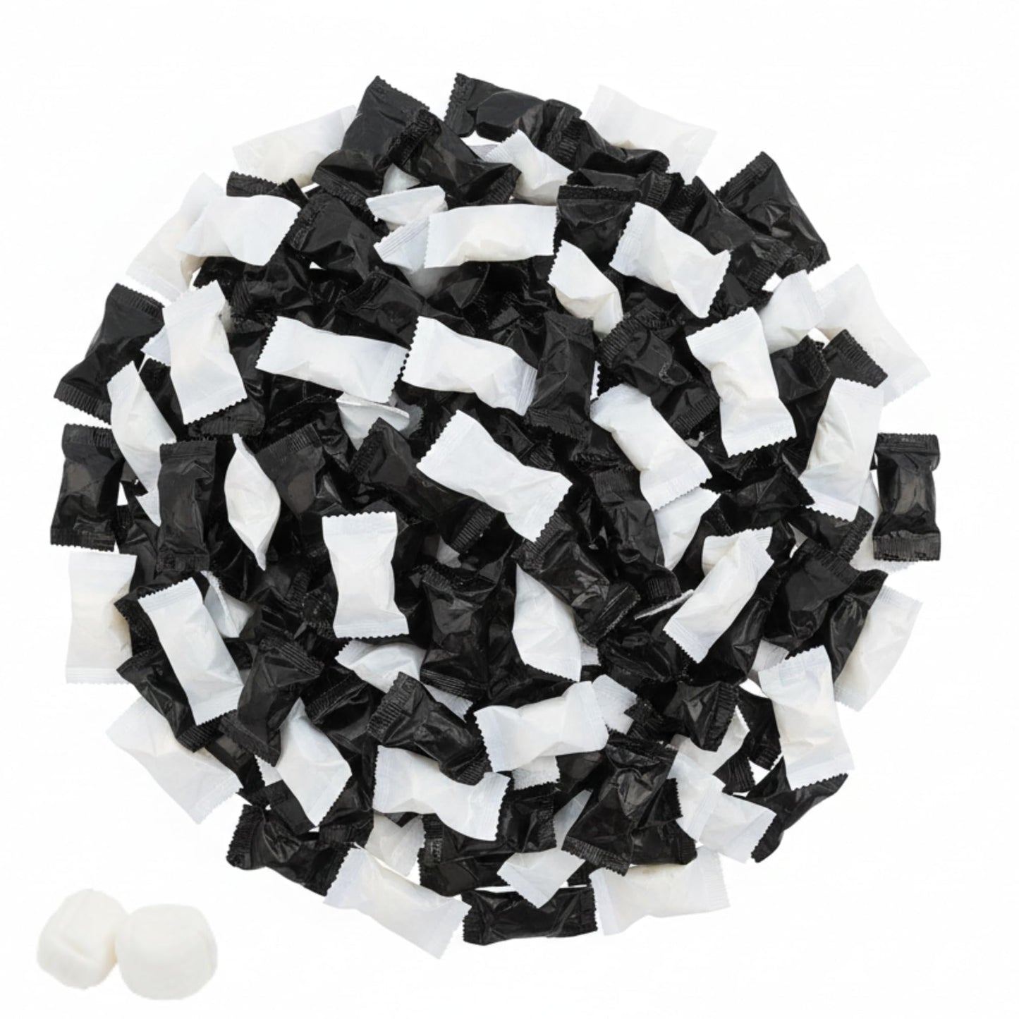60ct Black & White Buttermints Individually Wrapped – Soft Dinner Mints Bulk for Weddings, Graduation, Candy Buffets & Elegant Party Favors