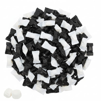 60ct Black & White Buttermints Individually Wrapped – Soft Dinner Mints Bulk for Weddings, Graduation, Candy Buffets & Elegant Party Favors