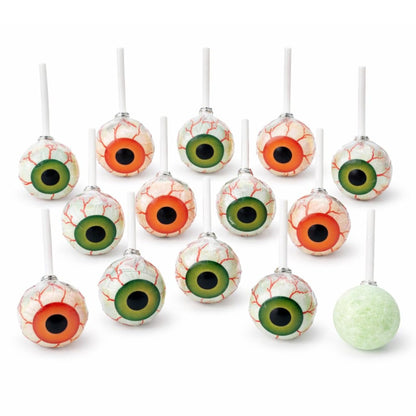 18 Pack Eyeball Print Lollipops – Spooky Individually Wrapped Halloween Candy for Party Favors, Trick-or-Treat Bags & Classroom Treats