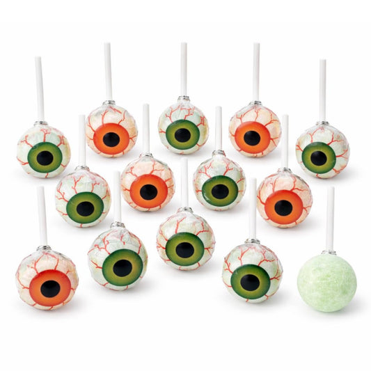 18 Pack Eyeball Print Lollipops – Spooky Individually Wrapped Halloween Candy for Party Favors, Trick-or-Treat Bags & Classroom Treats
