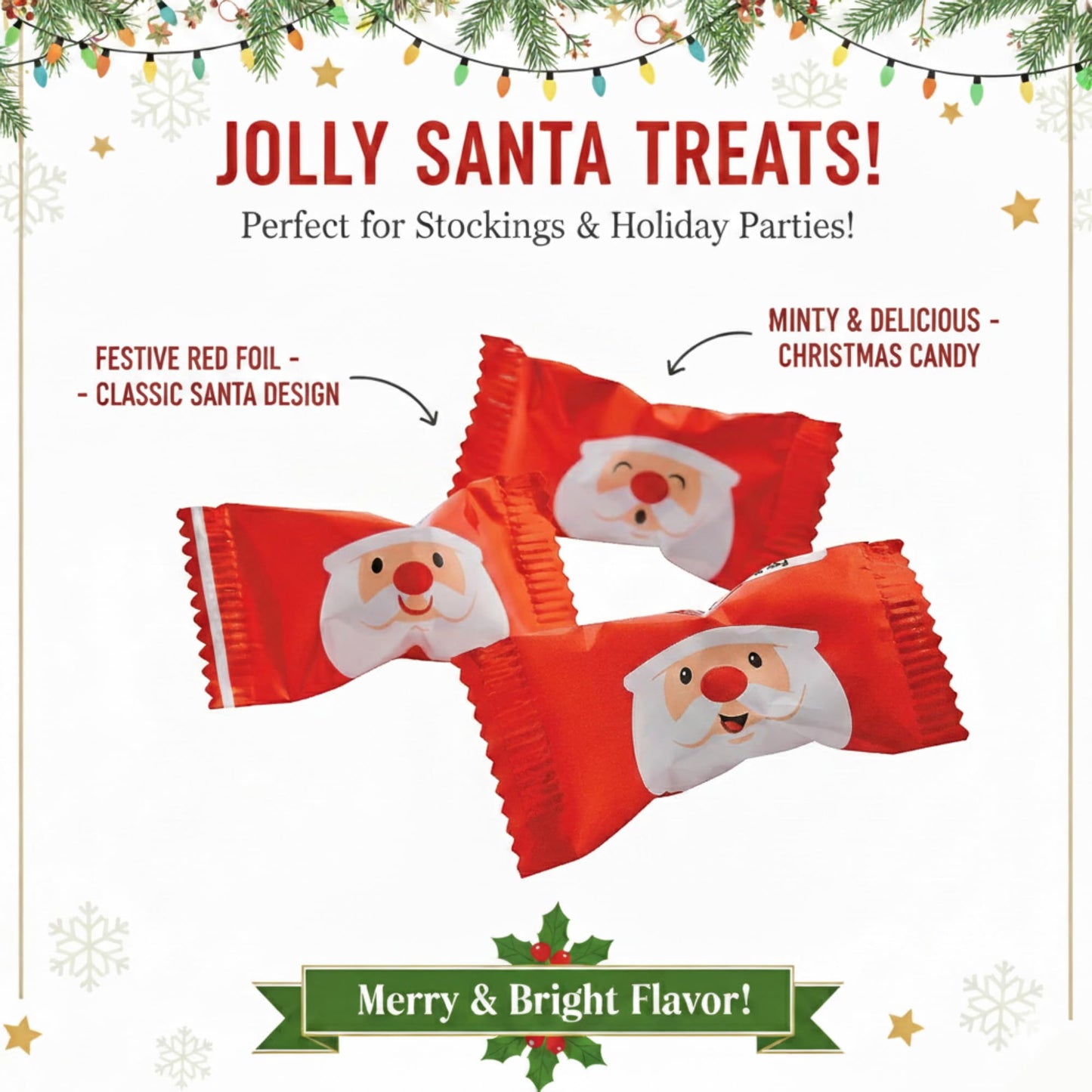 216ct Christmas Buttermints Bulk – Individually Wrapped Santa Holiday Candy for Parties, Gift Bags & Candy Buffets