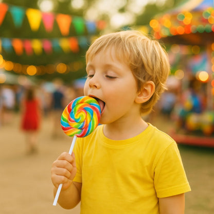 24 Pack Jumbo Rainbow Swirl Lollipops – Extra Large 2.75" Individually Wrapped Carnival Suckers for Party Favors, Birthdays & Events